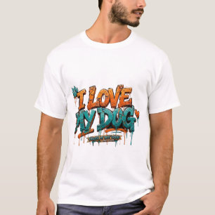 Camiseta Eu Amo Meu Cachorro Grafite Explosão de C