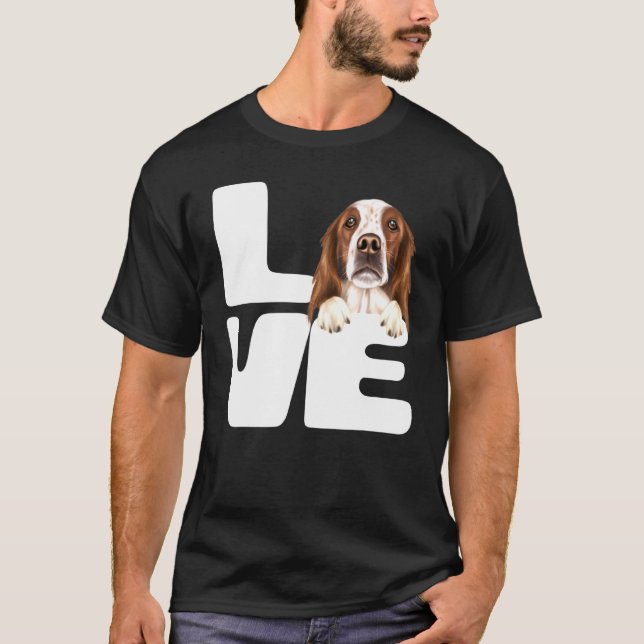 Camiseta Eu Amo Meu Cachorro Irlandês Vermelho E Branco (Frente)