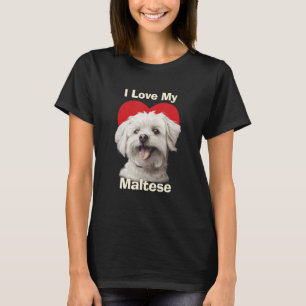 Camiseta Eu Amo Meu Cachorro Maltês