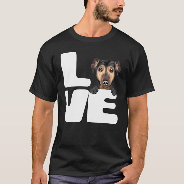 Camiseta Eu Amo Meu Cachorro Manchester Terrier (Frente)