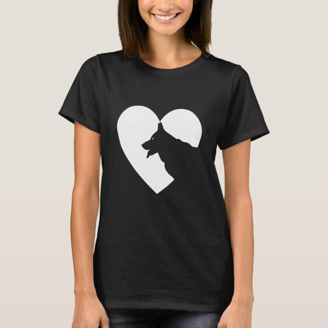 Camiseta Eu Amo Meu Cachorro Pastor Alemão (Frente)
