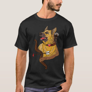 Camiseta Eu Amo Meu Cachorro Pastor Alemão Cupido Dia dos N