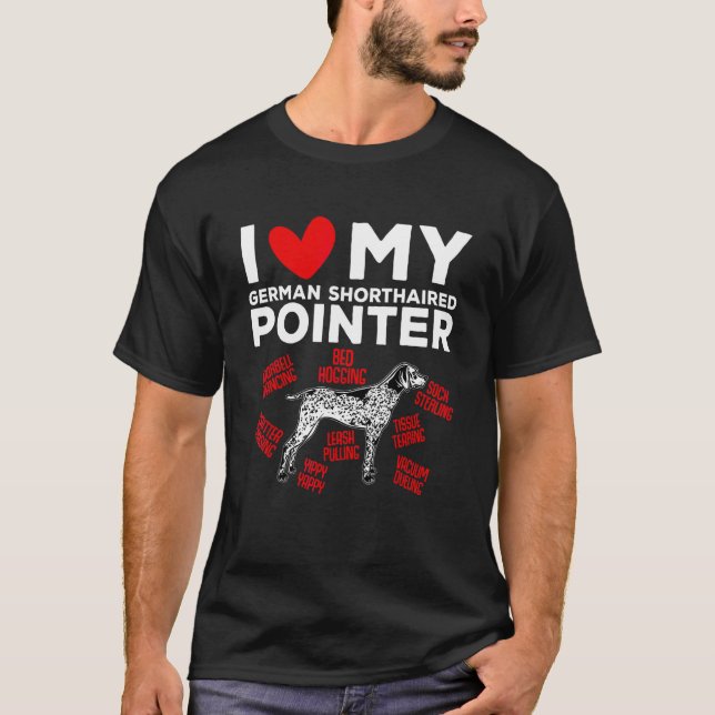 Camiseta Eu Amo Meu Cachorro Pointer Alemão de Pelo Curto (Frente)