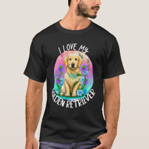 Camiseta Eu Amo Meu Cachorro Retriever Mamãe Flores Puppy F