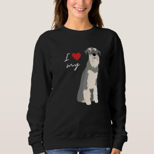 Camiseta Eu Amo Meu Cachorro Schnauzer Cinza e Branco