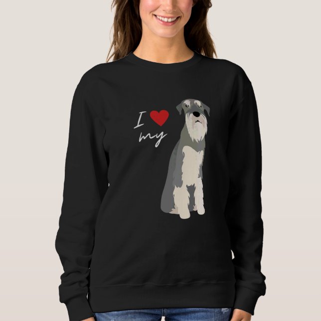 Camiseta Eu Amo Meu Cachorro Schnauzer Cinza e Branco (Frente)