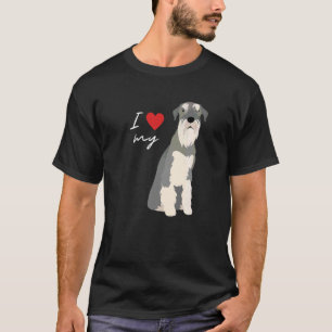 Camiseta Eu Amo Meu Cachorro Schnauzer Cinza e Branco