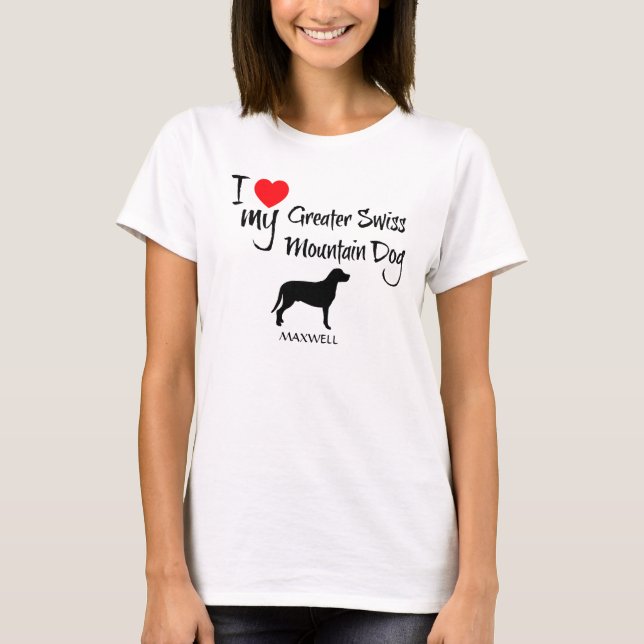 Camiseta Eu Amo Meu Cachorro Suíço Maior (Frente)