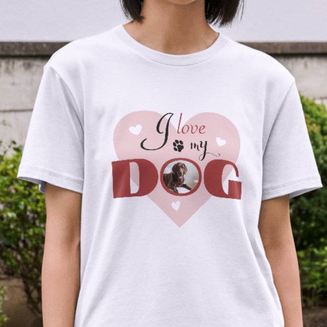 Camiseta Eu Amo Meu Cachorro Vermelho Rosa Personalizado Fo (Criador carregado)