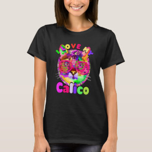 Camiseta Eu Amo Meu Calico Cat Mikeneko Tricolor Cat Mãe An