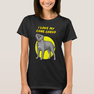 Camiseta Eu Amo Meu Cane Corso Cinza