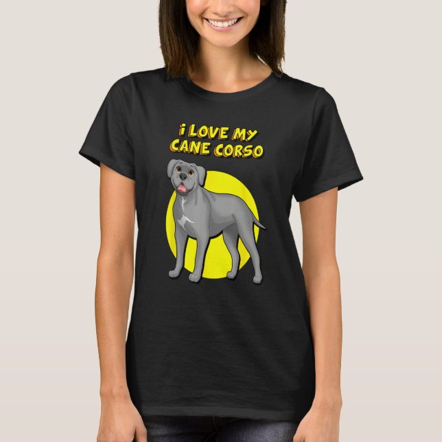 Camiseta Eu Amo Meu Cane Corso Cinza (Frente)