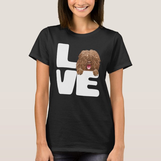 Camiseta Eu Amo Meu Cão de Água Espanhol (Frente)