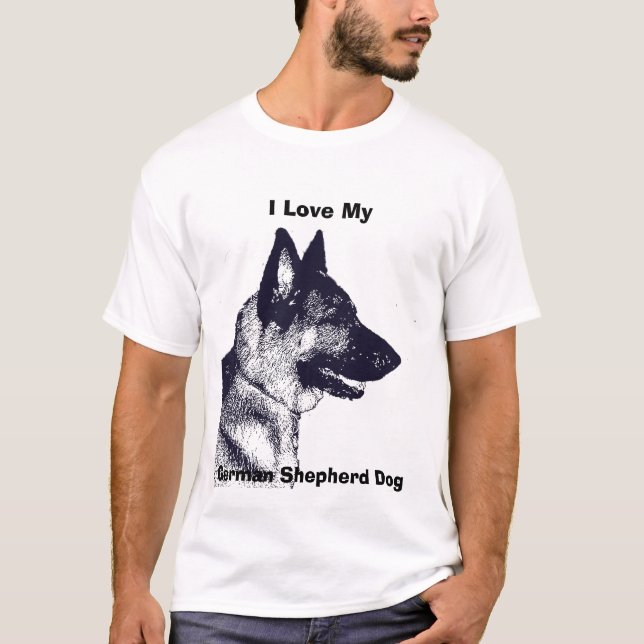 Camiseta Eu amo meu cão de german shepherd (Frente)
