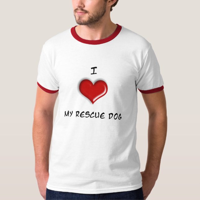 Camiseta Eu amo meu cão do salvamento! (Frente)