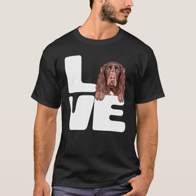Camiseta Eu Amo Meu Cão Field Spaniel (Frente)