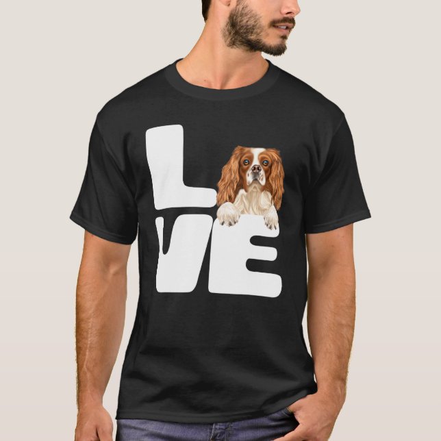 Camiseta Eu Amo Meu Cão Spaniel Toy Inglês (Frente)