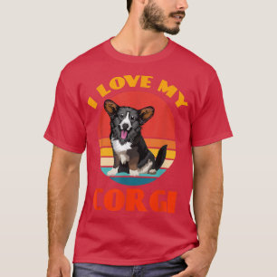 Camiseta Eu Amo Meu Cardigan Welsh Corgi Dog Lover Retro