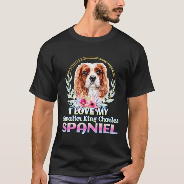 Camiseta Eu Amo Meu Cavalier Rei Charles Spaniel Cog (Frente)
