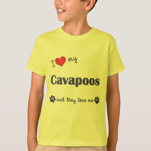 Camiseta Eu amo meu Cavapoos (os cães múltiplos)