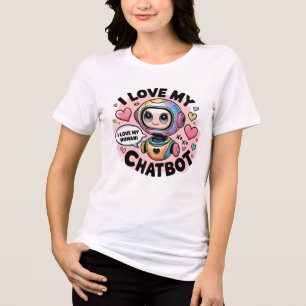 Camiseta ❤️ Eu Amo Meu Chatbot Cute Companion Meme