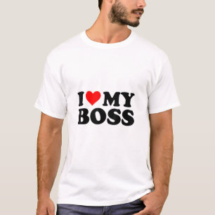 Camiseta Eu Amo Meu Chefe Engraçado Coração Vermelho Chefe 
