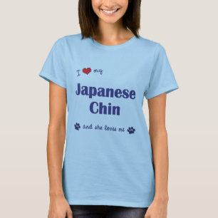 Camiseta Eu amo meu Chin japonês (o cão fêmea)
