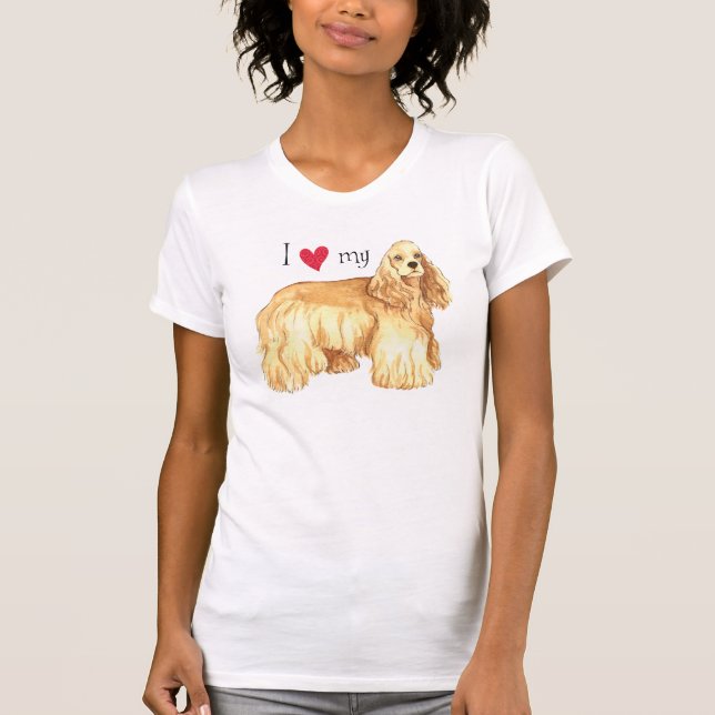 Camiseta Eu amo meu cocker spaniel (Frente)