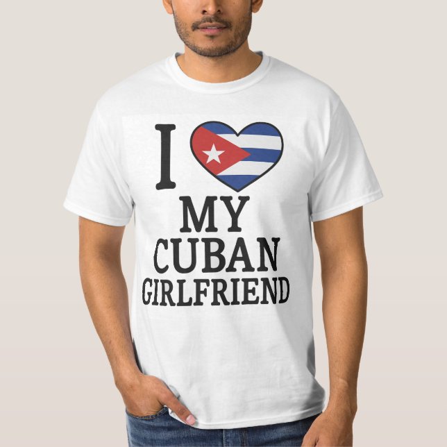Camiseta Eu Amo Meu Coração de Bandeira Cubano Namorada Cub (Frente)