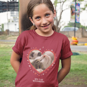 Camiseta Eu amo meu coração de gato com foto de animal de e