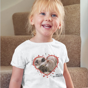 Camiseta Eu amo meu coração de gato com foto e nome de cor 