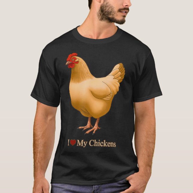 Camiseta Eu Amo Meu Coração Meu Frango Buff Orpington Hen (Frente)