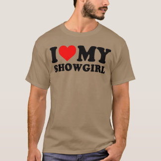 Camiseta Eu Amo Meu Coração Vermelho de Showgirl retrô retr