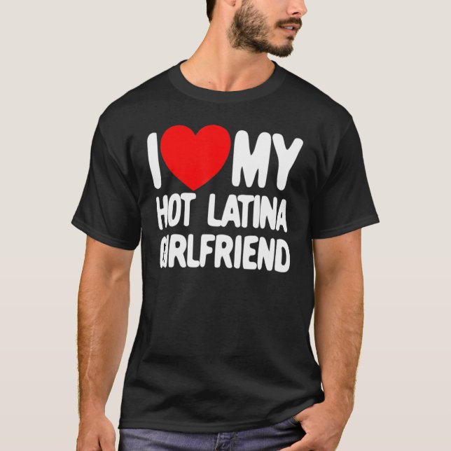 Camiseta Eu Amo Meu Coração Vermelho Namorada Latina Quente (Frente)