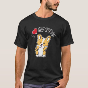Camiseta Eu Amo Meu Corgi Cachorrinho Piscando Com Um Grand