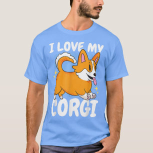 Camiseta Eu amo meu Corgi com um Cachorro