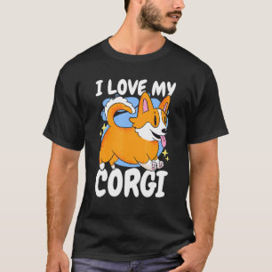 Camiseta Eu Amo Meu Corgi Com Um Cachorro