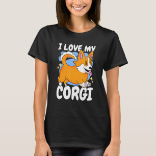 Camiseta Eu Amo Meu Corgi Com Um Cachorro