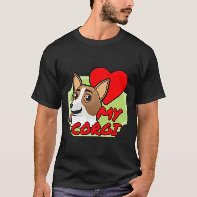 Camiseta Eu Amo Meu Corgi Meu Coração (Frente)