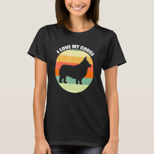 Camiseta Eu Amo Meu Corgi Retro Pôr do Sol