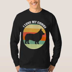 Camiseta Eu Amo Meu Corgi Retro Sunset
