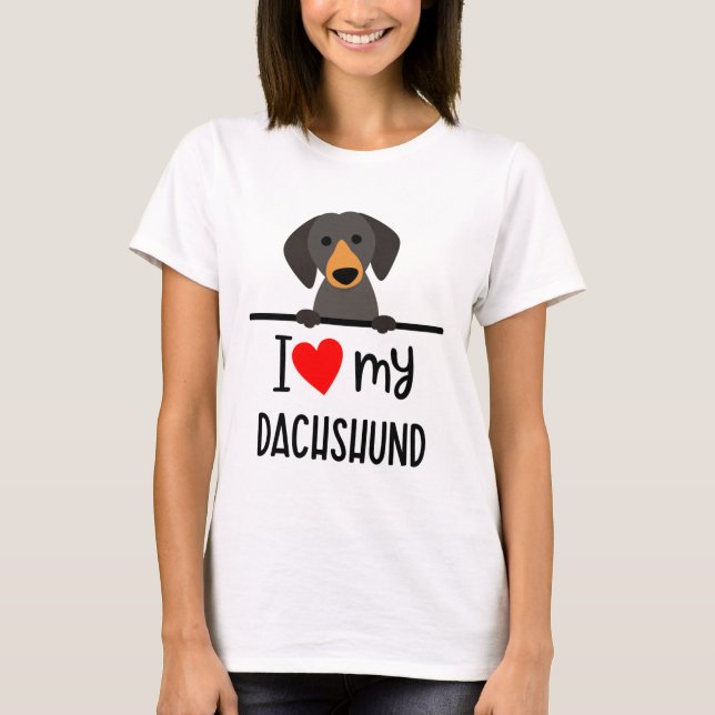 Camiseta Eu Amo Meu Dachshund (Frente)