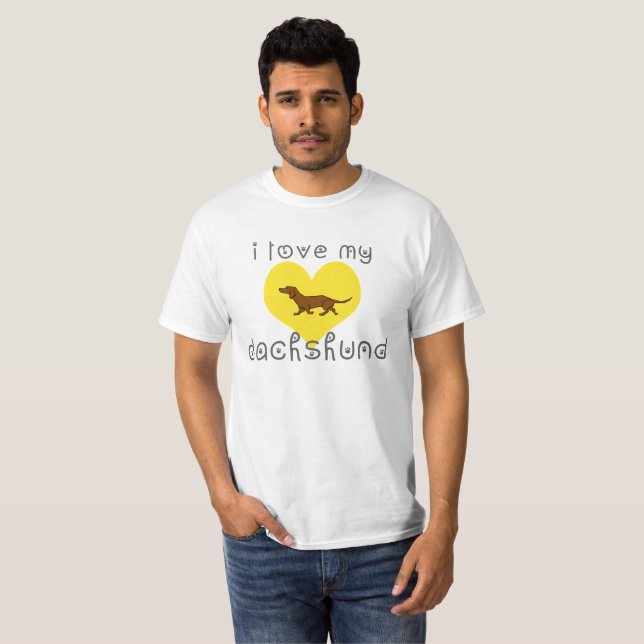 Camiseta Eu amo meu dachshund (Frente Completa)