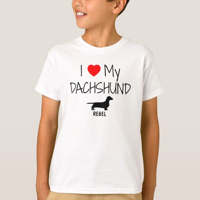 Camiseta Eu Amo Meu Dachshund (Frente)