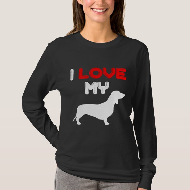 Camiseta Eu Amo Meu Dachshund 166 (Frente)