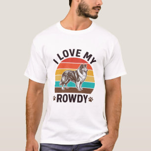 Camiseta Eu Amo Meu Design de Collie Vintage Barulhento_1