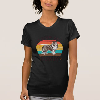 Camiseta Eu Amo Meu Design de Collie Vintage Barulhento_1