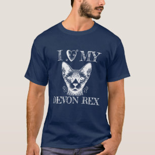 Camiseta Eu Amo Meu Devon Rex, Impressões de Pata de Gato B