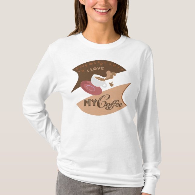 Camiseta Eu Amo Meu Dinheiro Retro Café Java Splash (Frente)