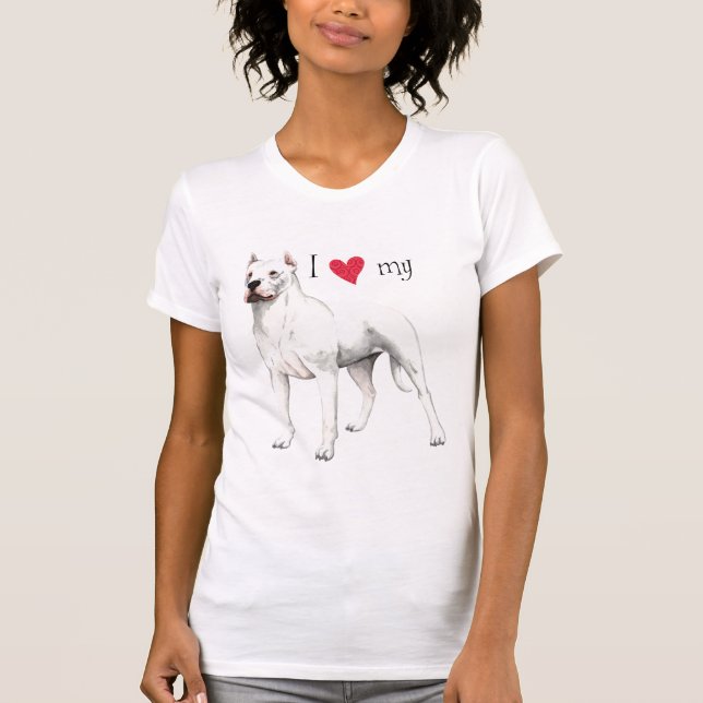Camiseta Eu amo meu Dogo Argentino (Frente)